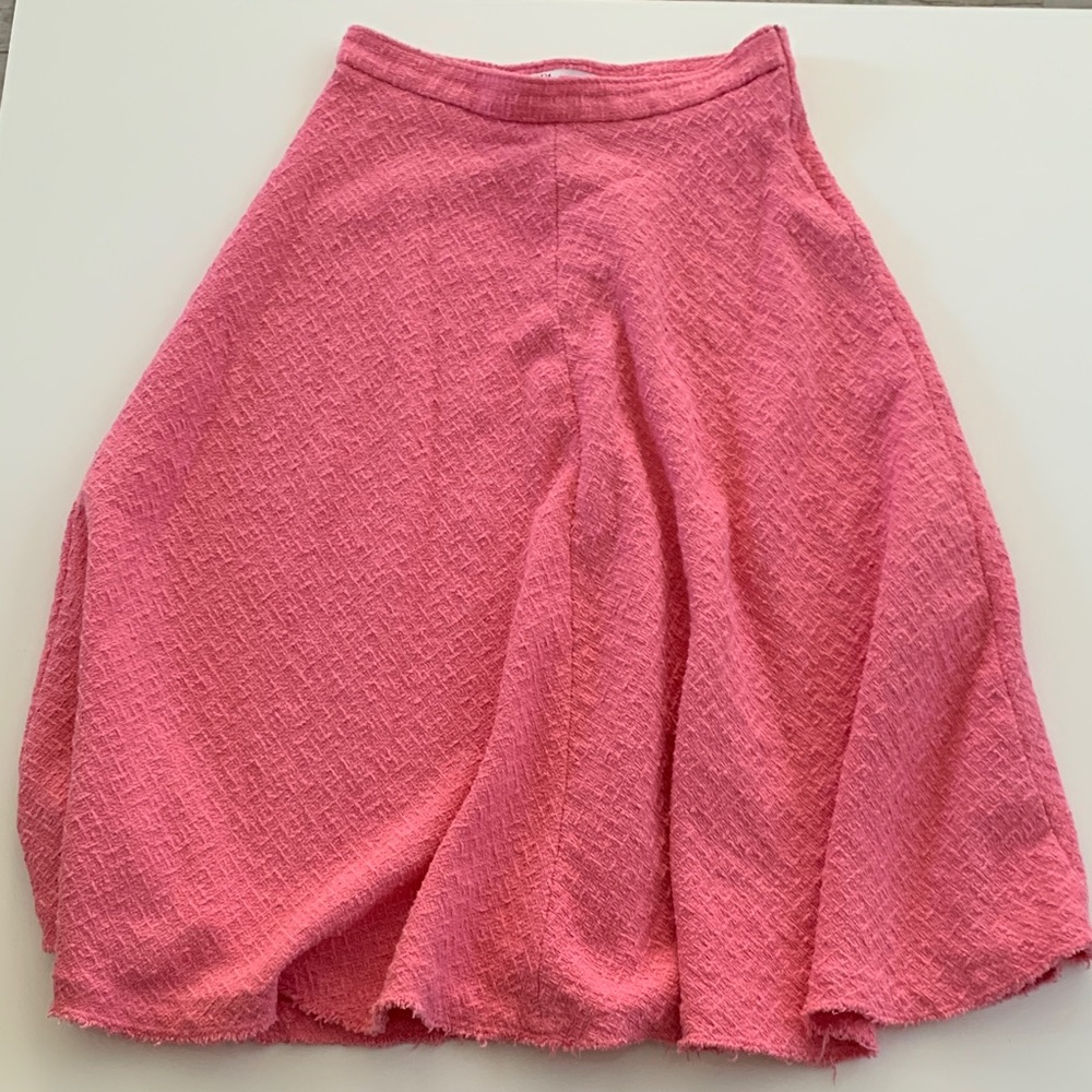 Zara | Textured Tweed-Like Pink Midi Skirt | Size L | Blogger Favorite - Picture 10 of 14